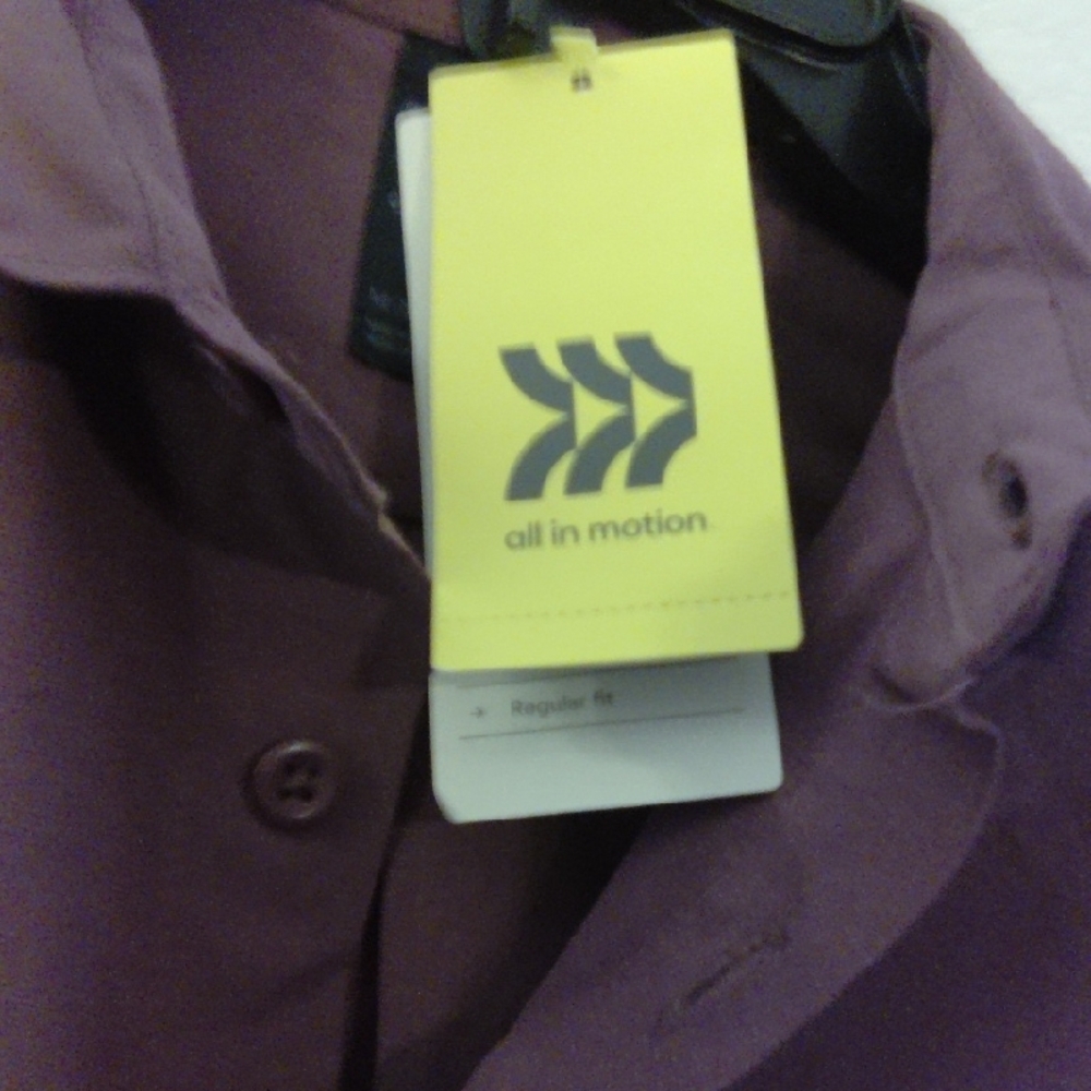 All in Motion Plum Button Down Shirt - Picture 4 of 5
